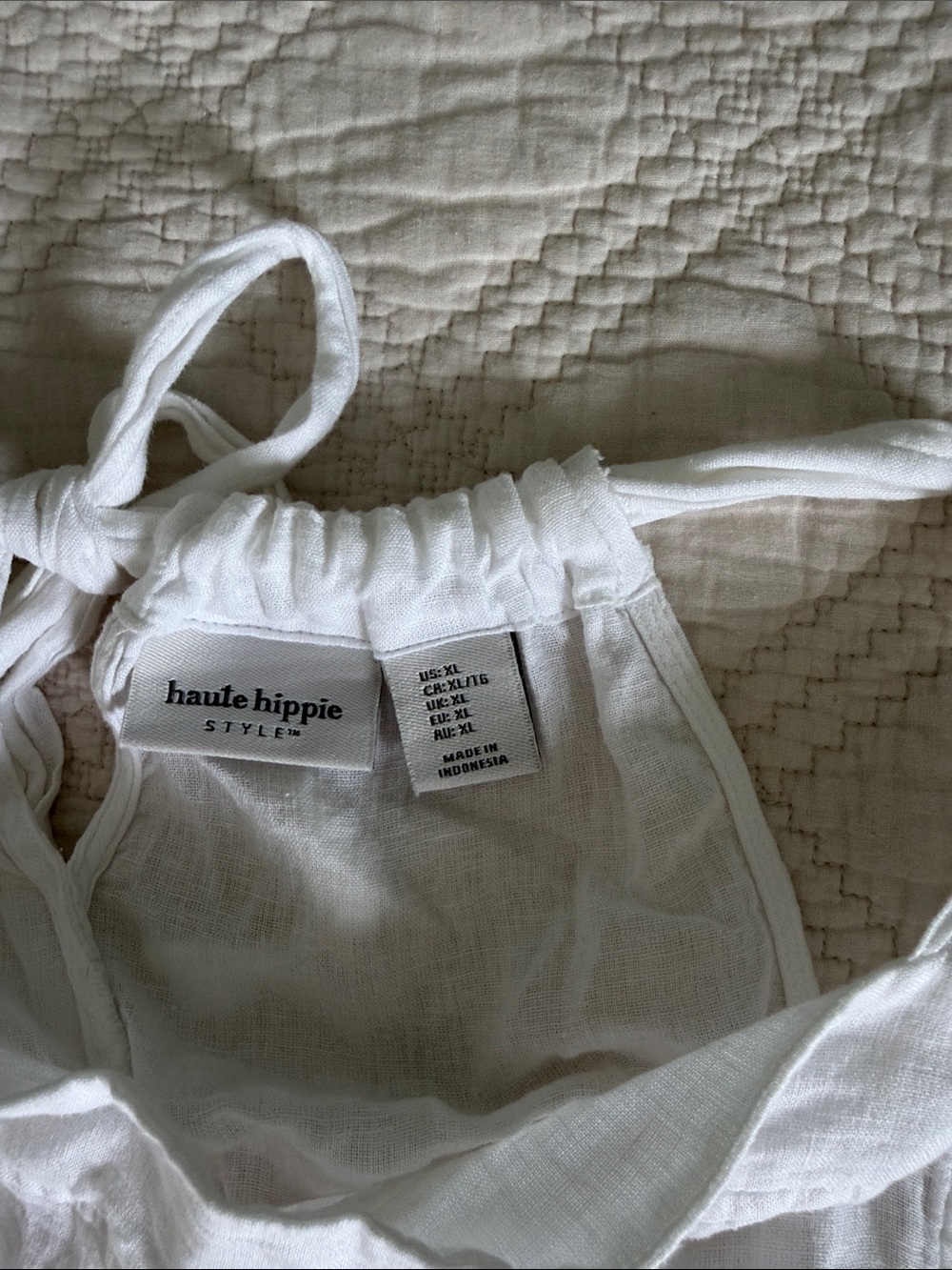 haute hippie style linen blend strappy wide leg jumpsuit Overalls Size XL White - Picture 8 of 13